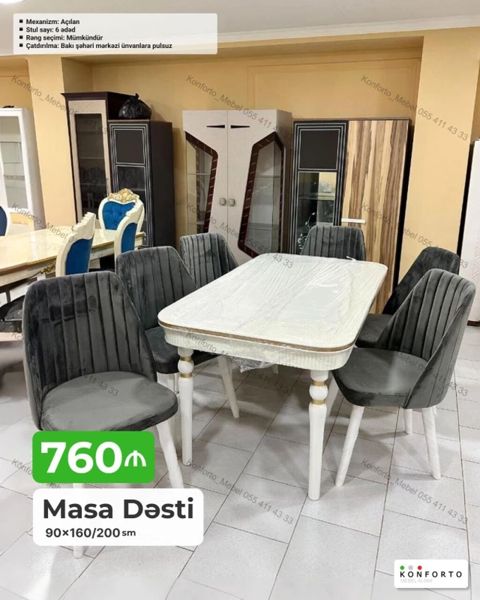 Masa Dəsti – açılan mexanizmli - Ölçü: 90×160/200 sm (uzadıla bilir) - — Konforto Mebel — Çarpayılar