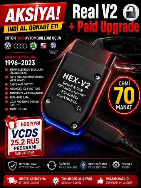 Diaqnostika cihazı VCDS HEX V2. Rusiyadan gətizdirilib