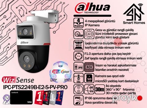 Dahua 4MP WizColor IP kamerası DH-IPC-PTS2249B-E2-S-PV-PRO — Bakı