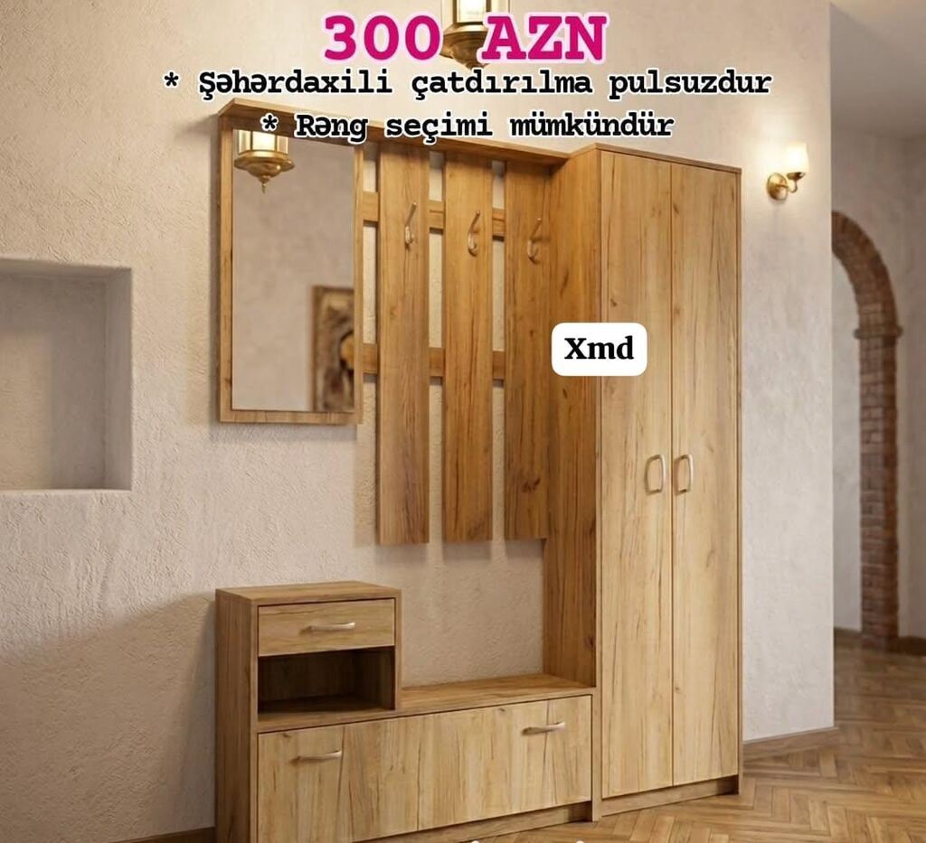 Dəhliz üçün funksional mebel dəsti - Komplekt: dolablı asılqan — Mallar, Xırdalan