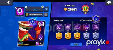 Brawl Stars hesabı – yüksək inkişaf etmiş oyun profili - Kupa sayı