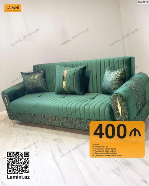 Məhsul: Divan (Kod: 6211) - Ölçü: 250 sm - Mexanizm: Açılan, bazalı -