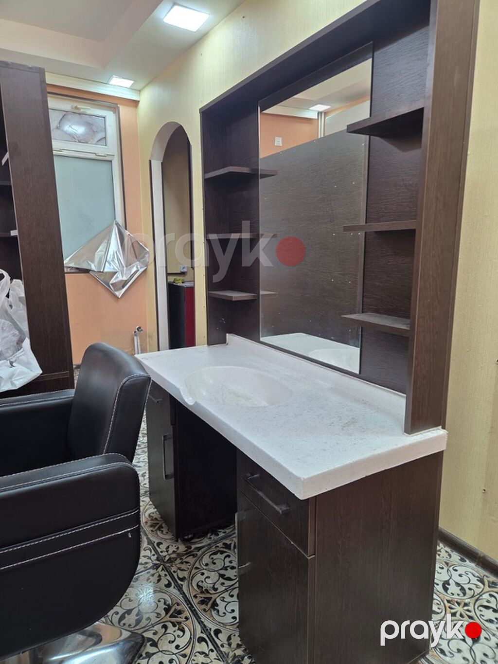 Salon üçün vizaj/berber masası və kreslo dəsti - Tünd ağac rəngində — Mebel, Bakı (6)