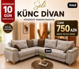 Seli künc divan - Geniş ölçülü L formalı dizayn – qonaq otağına — Mebel