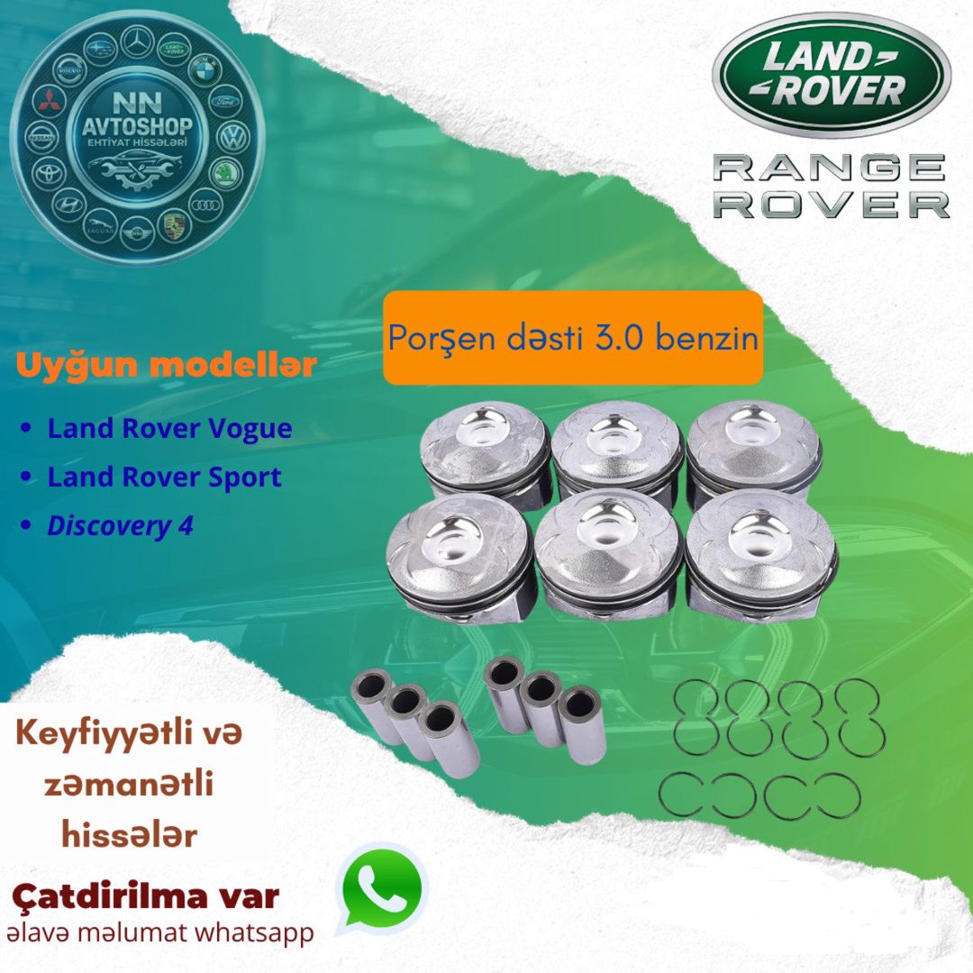 Range Rover 2013-2017 3.0 benzin komplekt porşeni — Ehtiyat hissələri və aksesuarlar, Bakı