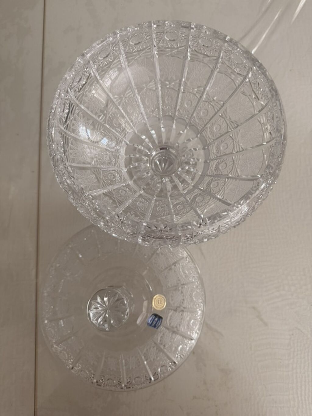 Kristal qapaqlı şirniyyat qabı - Material: şəffaf kəsmə kristal/şüşə — Mallar, Gəncə (2)