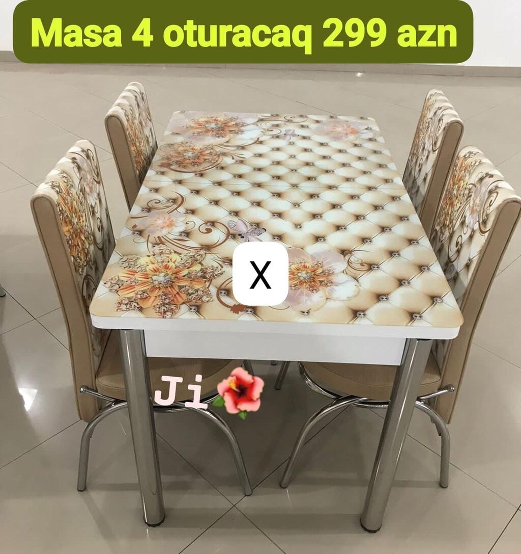 Mətbəx/dining dəsti – masa və 4 ədəd oturacaq - Masa üstü dekorativ
