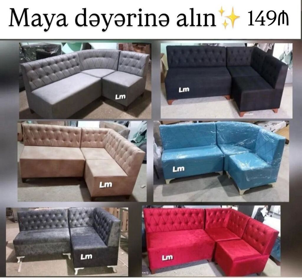 Mətbəx üçün künc divan dəsti. Yığcam ölçülü L formalı modeldir və