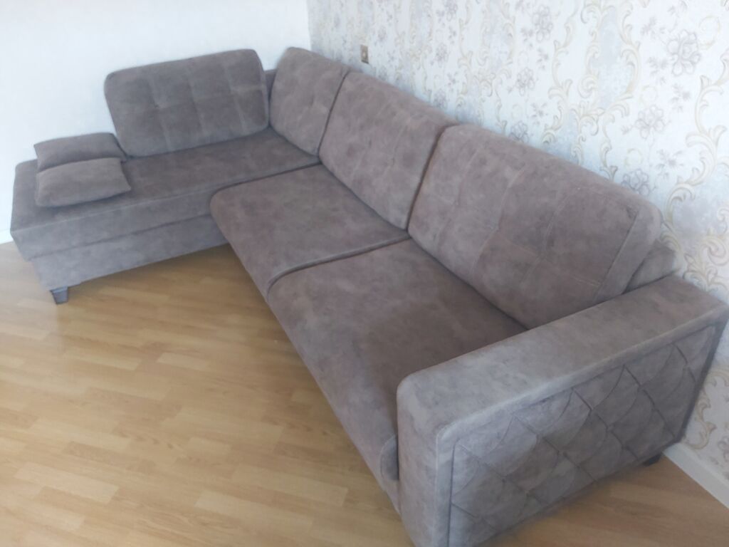 Künc divan, İşlənmiş, Açılan, Bazalı, Vеlur parça — Mebel, Sumqayıt (2)