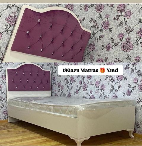 Tək nəfərlik çarpayı – klassik-modern dizayn. - Rəng: krem korpus — Ucuz serfeli Mebel — Çarpayılar