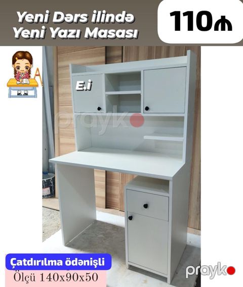 *Mini Yazı Masası 110Azn Rəng Ağ/Krem Çatdırılma ödənişli