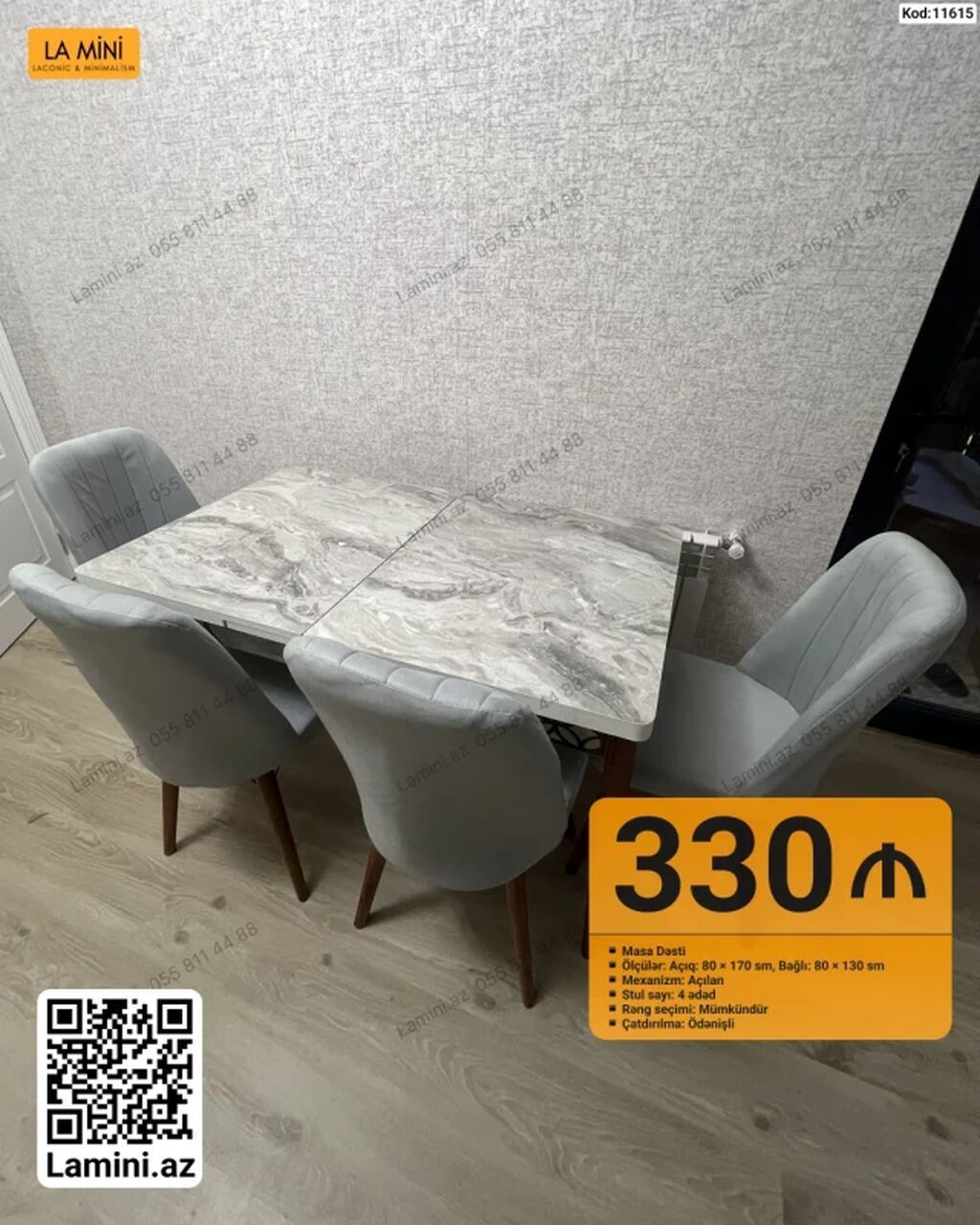 Masa Dəsti – La Mini - Ölçülər: Açıq 80 × 170 sm, Bağlı 80 × 130 sm - — Mebel, Bakı