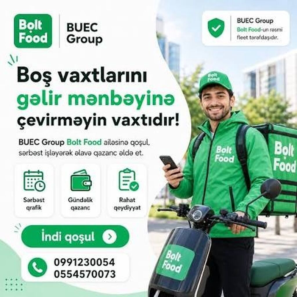 Sürücü-kuryer tələb olunur, Şəxsi nəqliyyat vasitəsi ilə, Gündəlik ödəniş, Təcrübəsiz — İş, Bakı