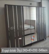 Yeni, 6 qapı, Güzgülü, Boz, Açılan, Düz dolab — Mebel evim — Mebel