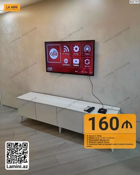 TV altlığı – La Mini (Kod: 1414) - Ölçülər: 35 sm (dərinlik) x 50 sm — Lamini Mebel — TV stands