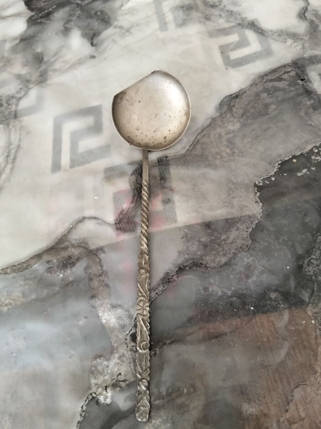 Antik balaca kepçə qaşıq, metal, damğa: Germany