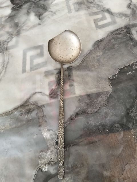 Antik balaca kepçə qaşıq, metal, damğa: Germany
