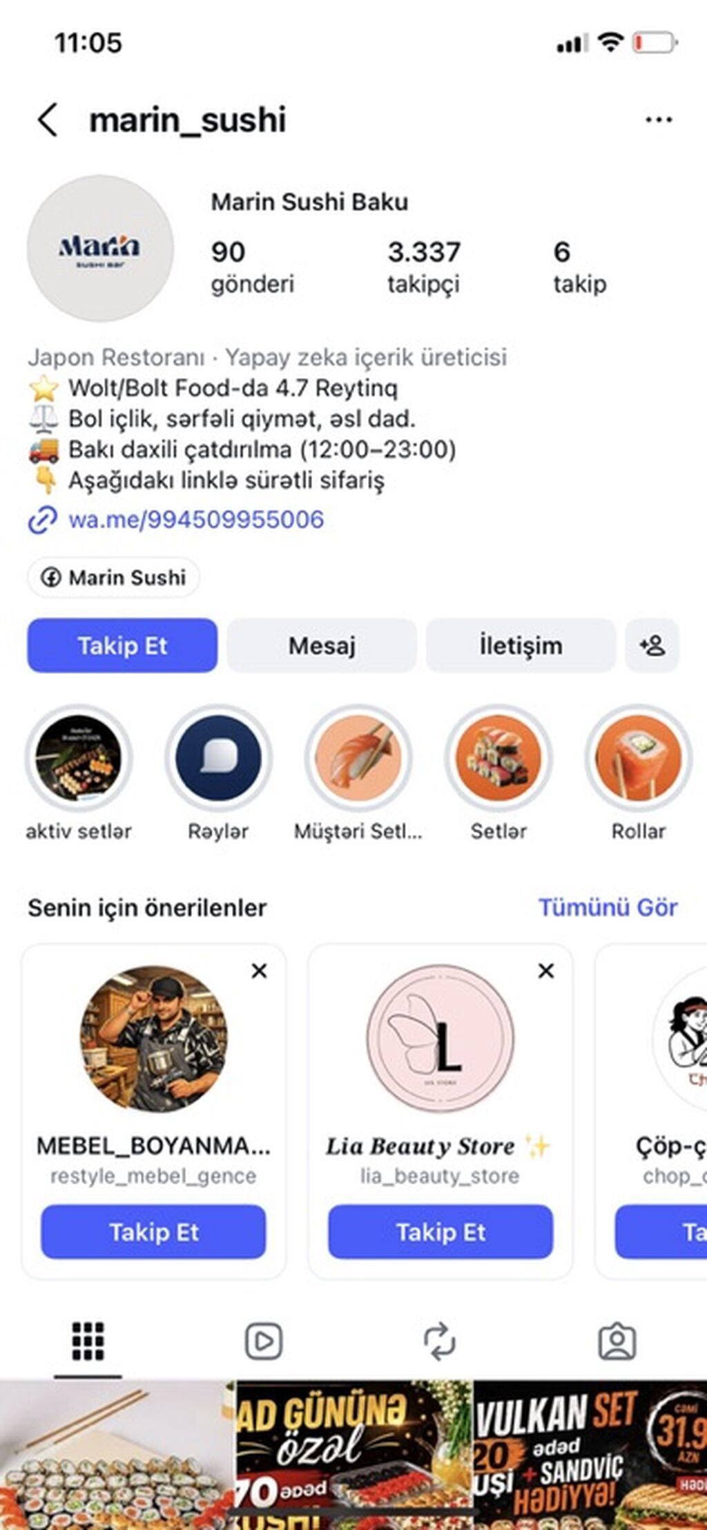 Satılır: Hazır suşi biznes paketi Tərkib: - 2 aktiv suşi Instagram — Hazır biznes, Bakı