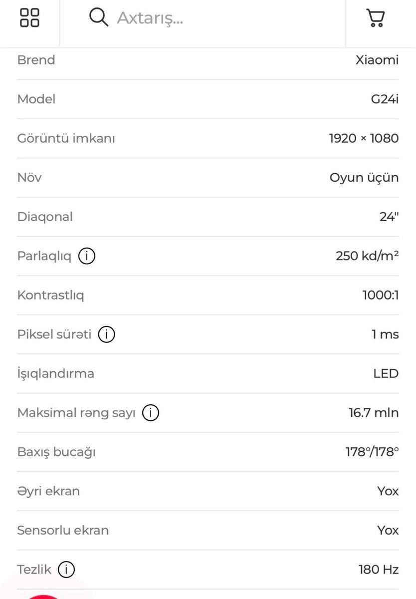 Monitor Xiaomi G24i (24" FHD 180Hz IPS) — Elektronika, Bakı (3)