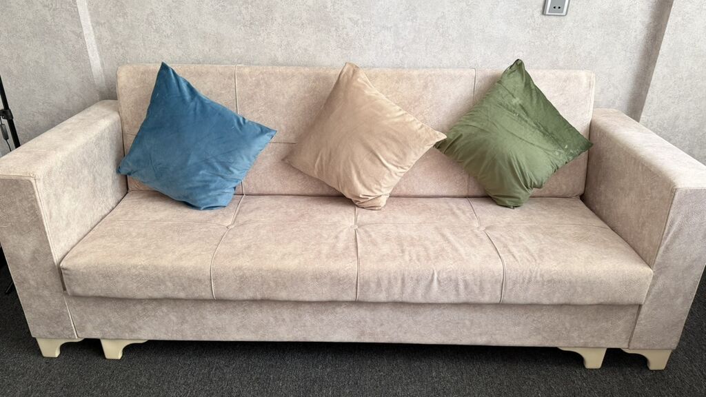 Bej rəngli 3 yerlik divan - Minimalist, düz xətli dizayn – geniş — Mebel, Bakı (2)