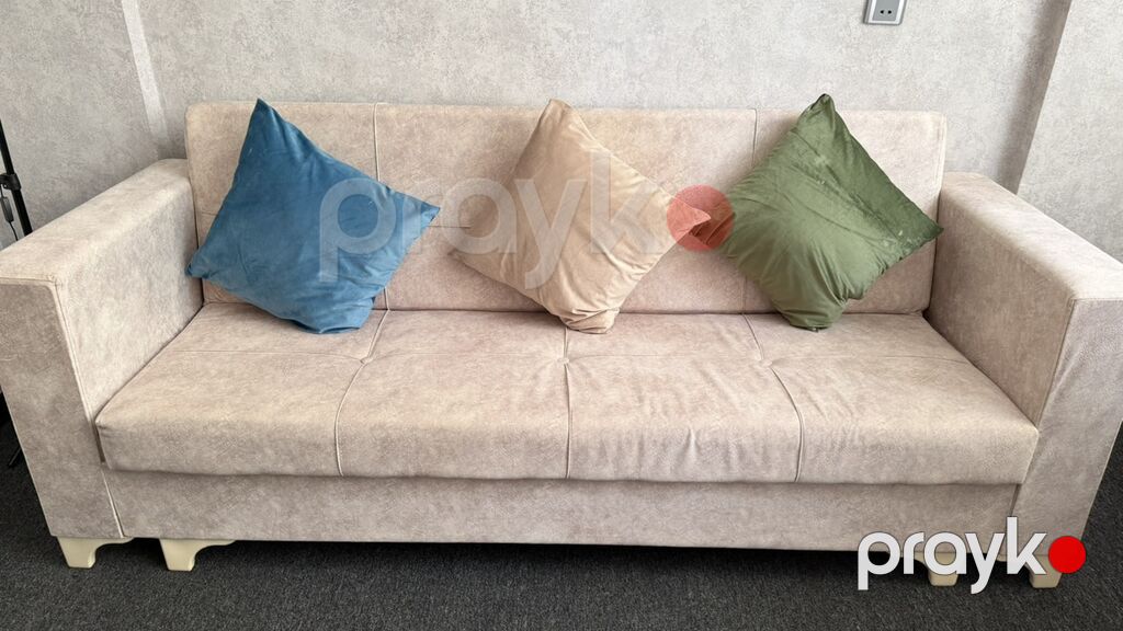Bej rəngli 3 yerlik divan - Minimalist, düz xətli dizayn – geniş — Mebel, Bakı (2)