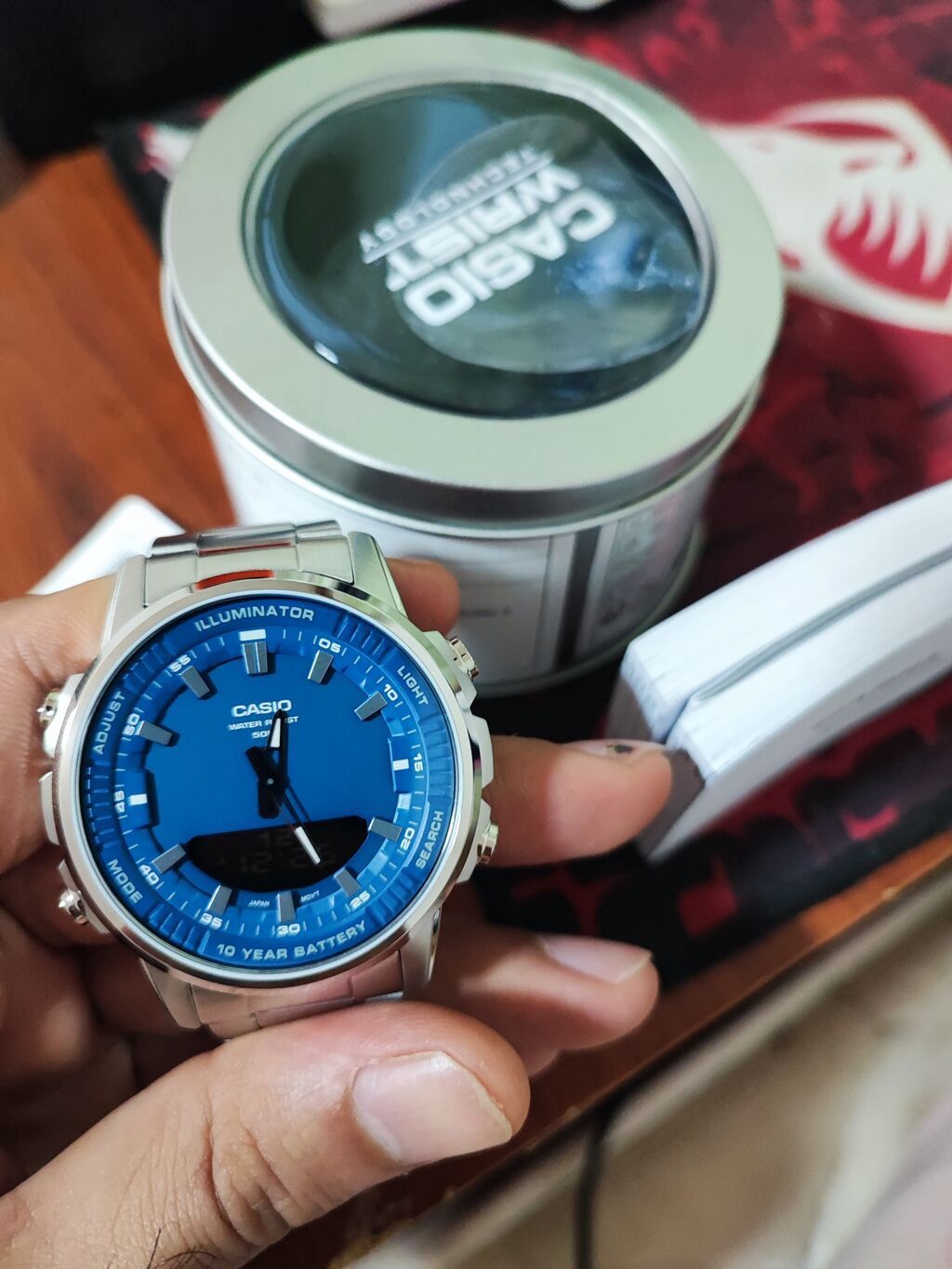 Casio AMW-880D-2A1 - Parlaq mavi siferblat, “Illuminator” — Qol saatları, Bakı (4)