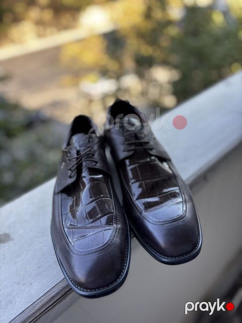 Kişi klassik ayaqqabısı - Model: bağcıqlı, formal üslub - Rəng: tünd