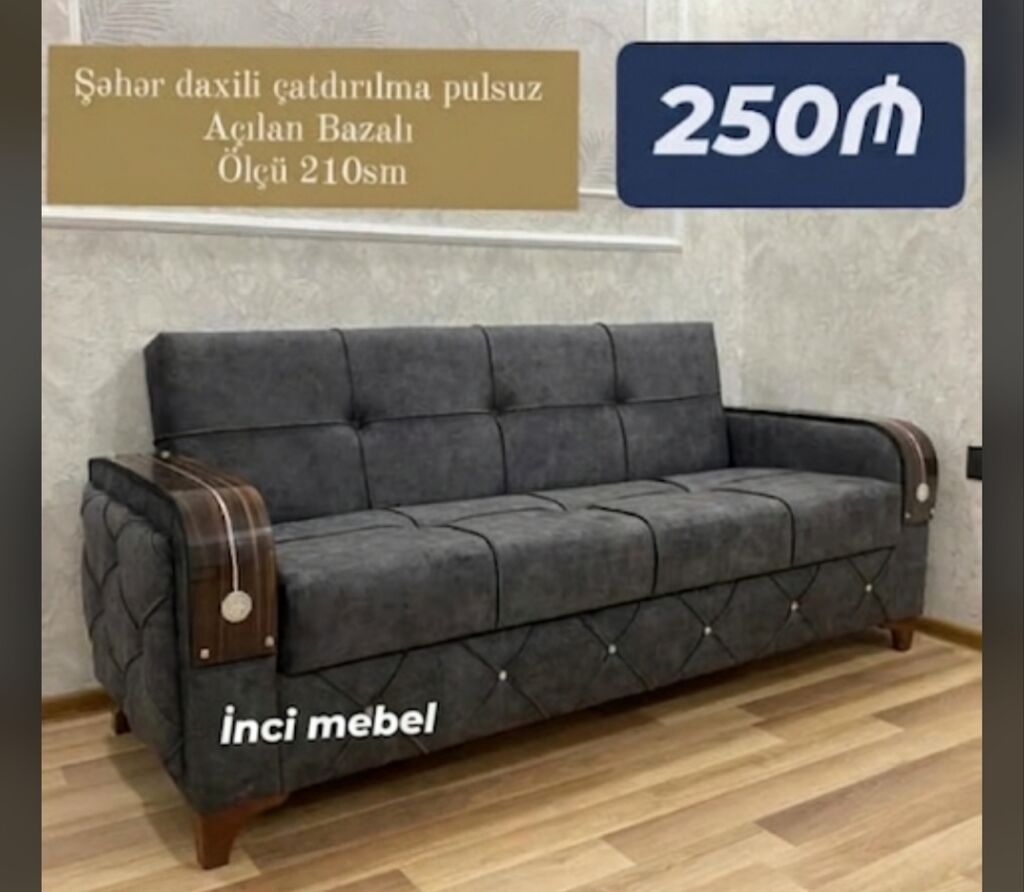 Açılan bazalı divan, 210 sm, parça üzlük - 1