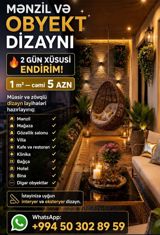 Mənzil və obyekt dizaynı xidməti - 2 gün xüsusi endirim - 1 m² — cəmi — Xidmətlər