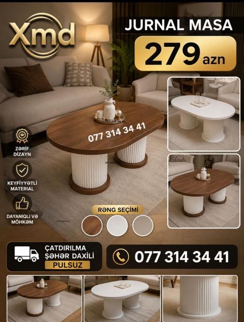 Oval masa, Açılmayan, Təkərsiz, Zəmanətsiz — Ucuz serfeli Mebel — Журнальные столики