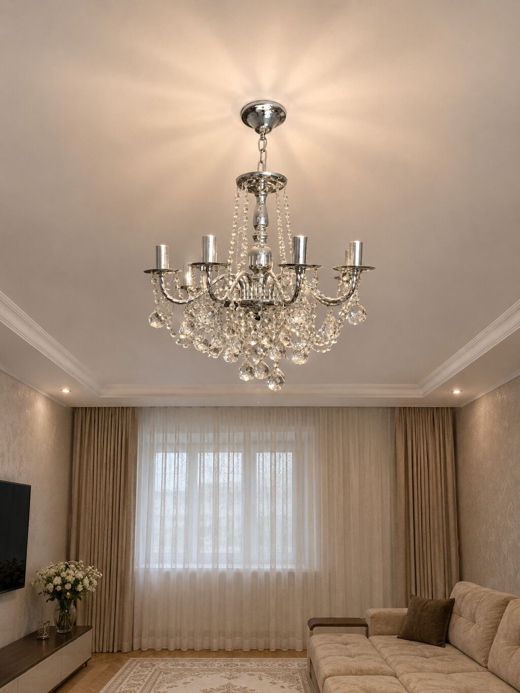 Çılçıraq, 6 lampa, Xrustal