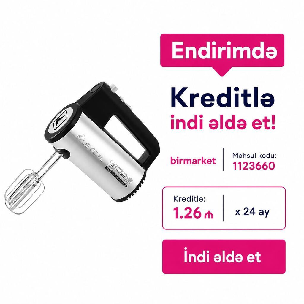 Lexical əl mikseri Xüsusiyyətlər: - Kompakt və yüngül dizayn - Qu