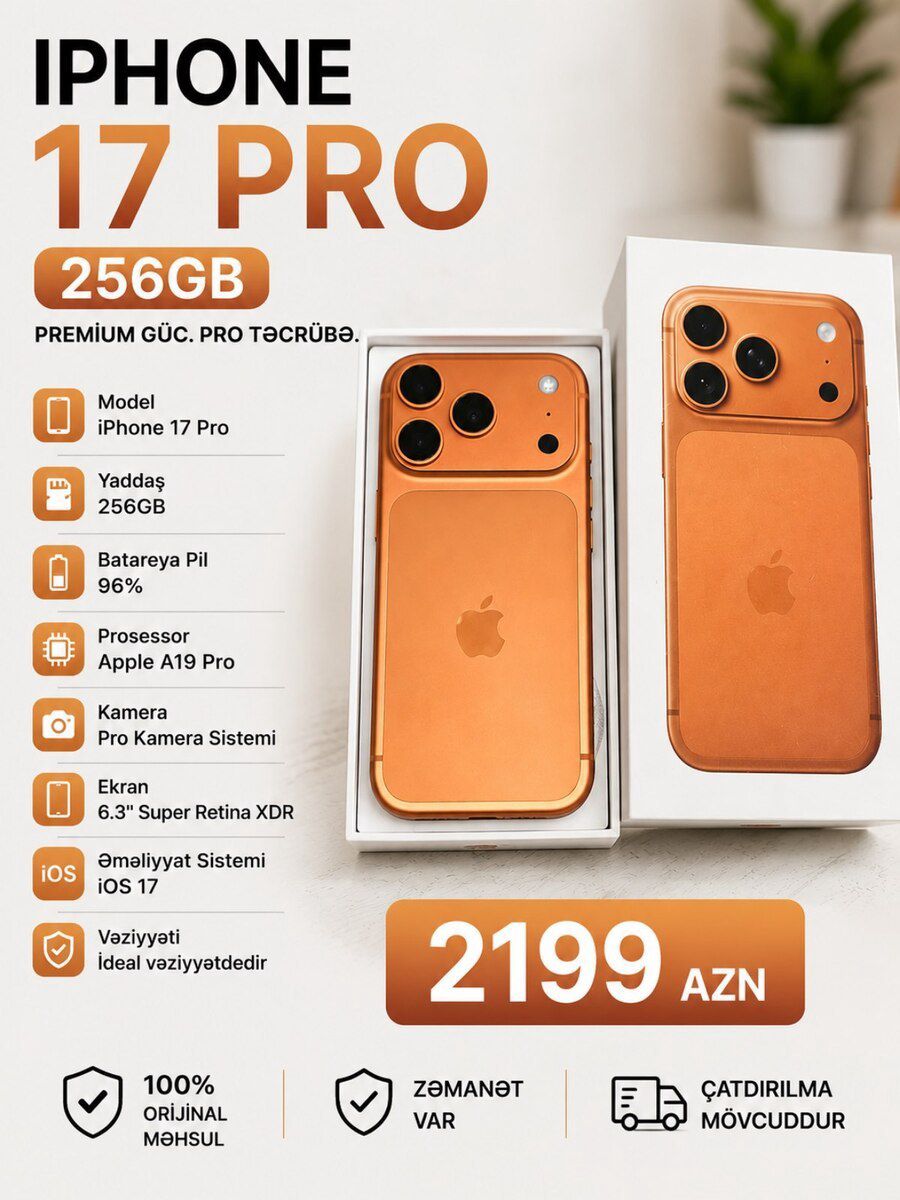 Apple iPhone 17 Pro Cosmic Orange 256GB/12GB — Smartfonlar, Bakı