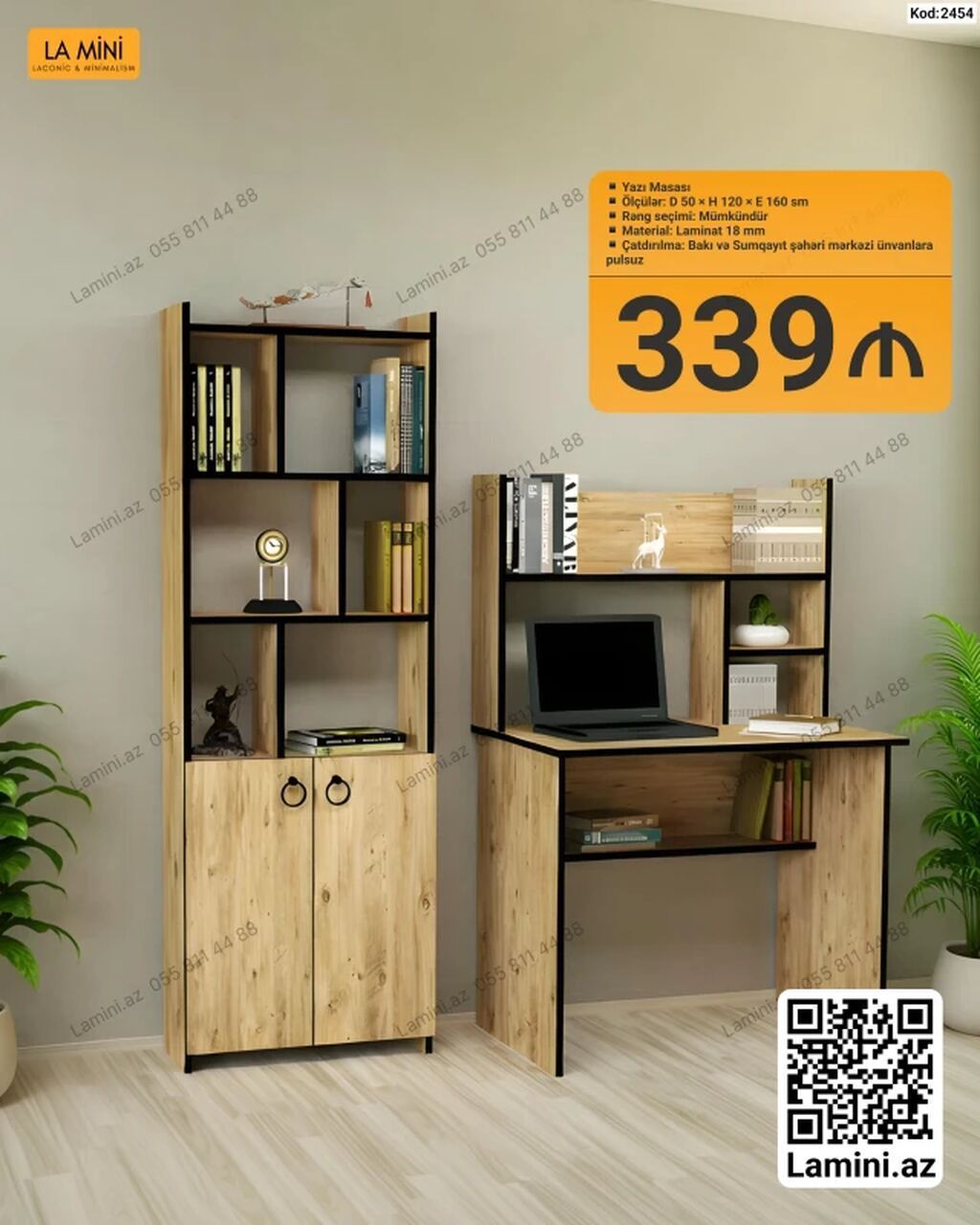 Düz masa, Stulsuz, Polkalı, Siyirməsiz, Metal — Mebel, Bakı