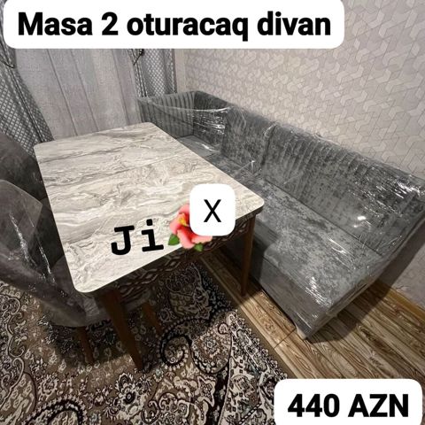 Mətbəx/otaq üçün rahat künc dəsti: - Masa + 2 oturacaqlı divan (künc — Ucuz serfeli Mebel — Soft furniture sets