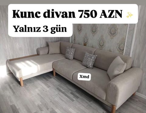 Künc divan – rahat və funksional dizayn - Rəng: açıq bej, neytral ton — Ucuz serfeli Mebel — Divanlar