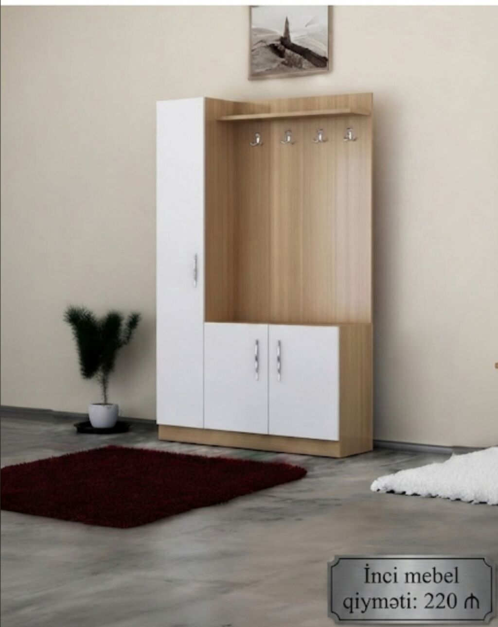 Yeni, 3 qapılı, Ağ, Açılan, Düz dolab — Mallar, Bakı