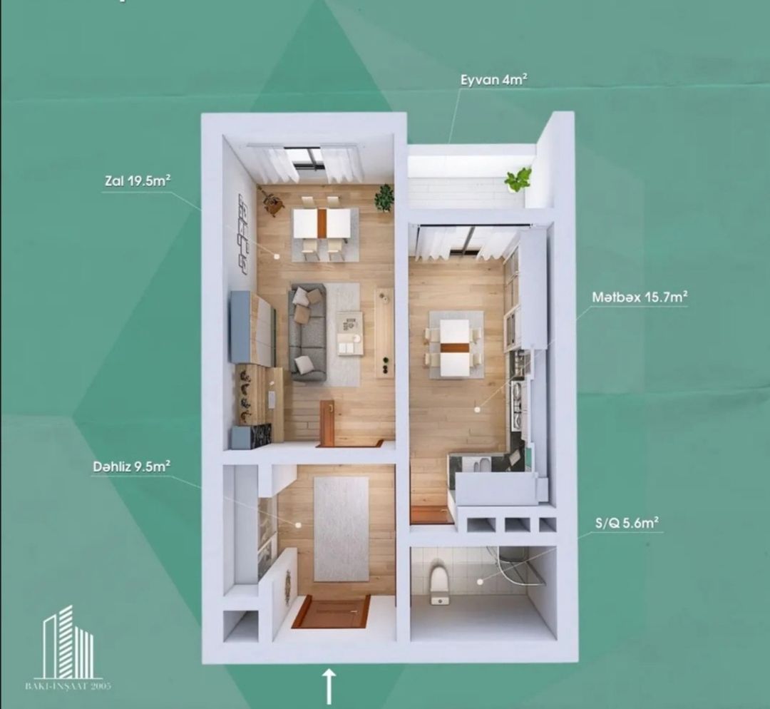 1-otaqlı yeni tikili, Xətai r., 55 m² — Daşınmaz əmlak, Bakı (5)
