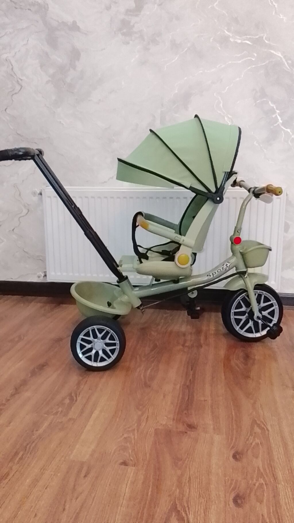 VELOSİPED+KALYASKA OTURACAGİ HER TƏRƏFƏ FİRLANİR, KÜRƏYİ AÇILIR UŞAQ — Uşaq velosipedləri, Bakı (3)