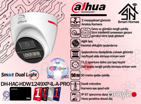 Dahua 2MP WizColor analoq kamerası DH-HAC-HDW1249XP-IL-A — Bakı