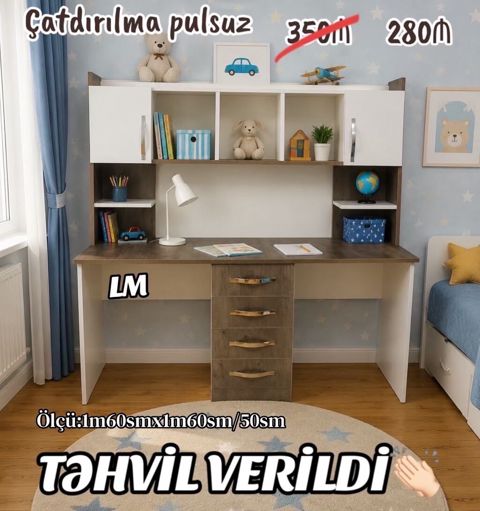 *Yazı masası / iş masası* _*EMDİRİMLƏ*_ Qiymət : *280₼* ➡️Məhsul yeni — Vasiteci Sekine Xanim — Kompyuter masaları və kreslolar