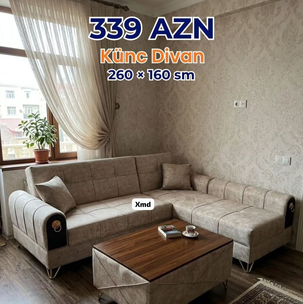 Künc divanlar – müxtəlif ölçü və dizaynlarda - Model 1: 260 × 160 sm — Mebel, Xırdalan (3)