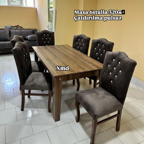 Mətbəx/qonaq otağı üçün dəst: - 1 ədəd taxta yemək masası, təbii ağac