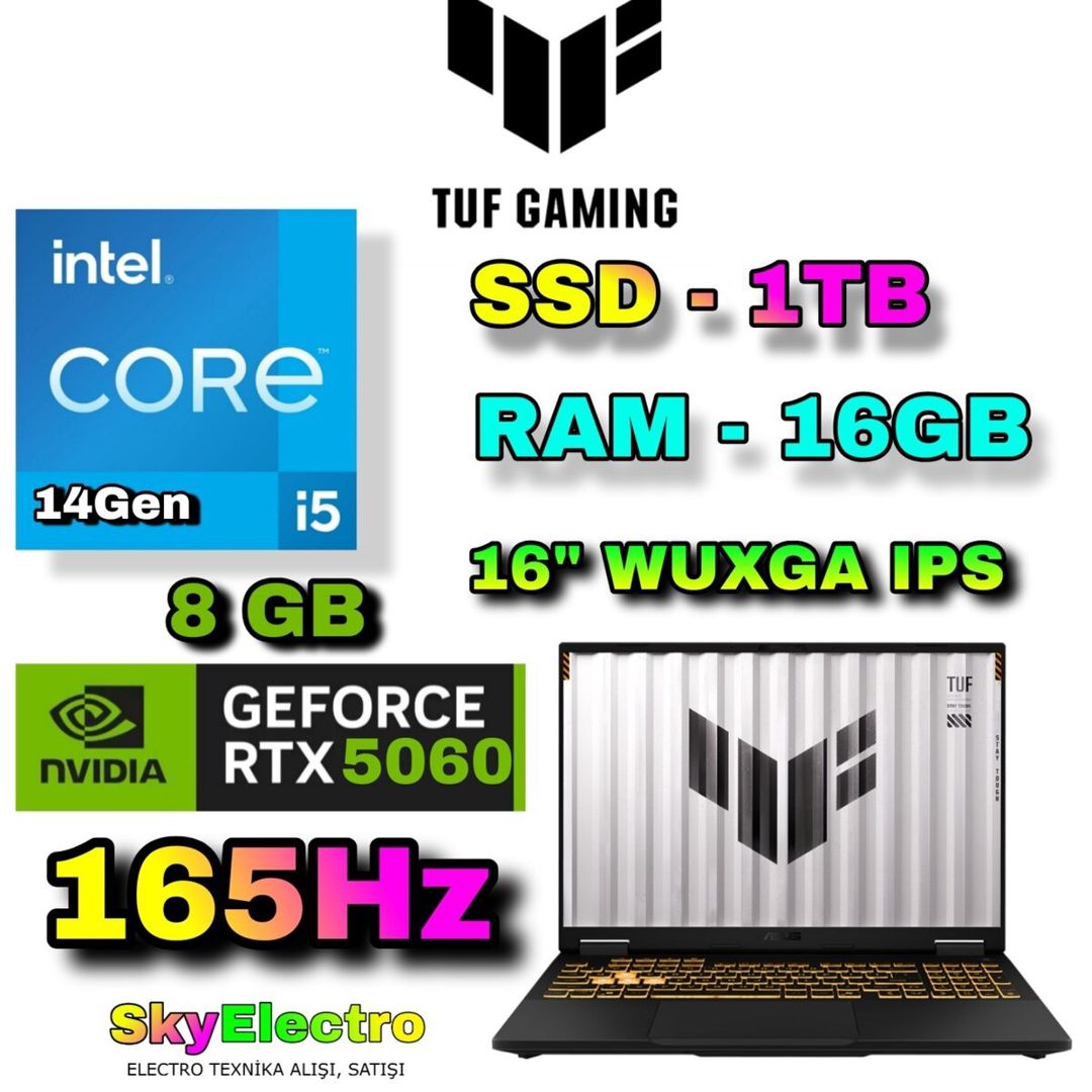 Asus TUF F16 FX608J RTX 5060 8 GB Gaming — Elektronika, Bakı