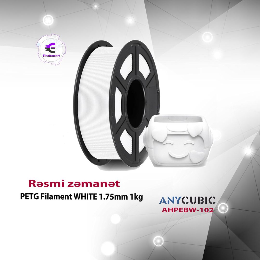 Anycubic PETG Filament WHITE 1.75mm 1kg AHPEBW-102 — Biznes və avadanlıq, Bakı