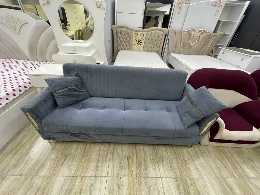 Divan, İşlənmiş, Açılan, Bazalı, Vеlur parça, Çatdırılma yoxdur — Mebel, Xırdalan (2)