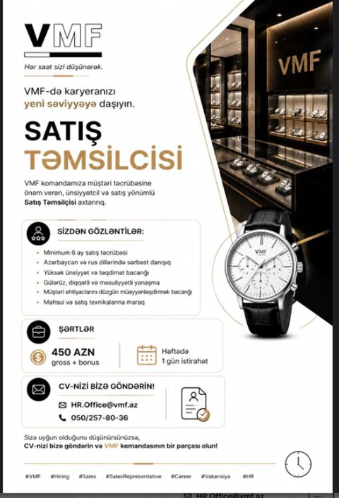 Satış məsləhətçisi tələb olunur, 1 ildən az təcrübə, Aylıq ödəniş