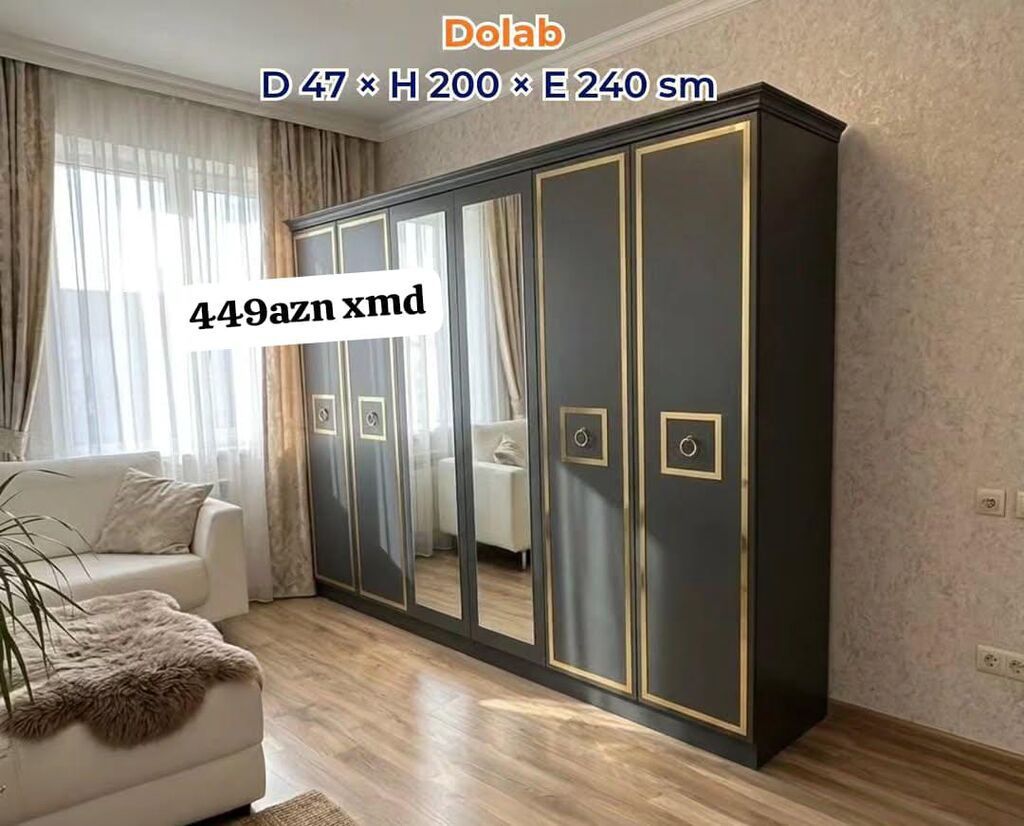 Dolab – ölçülər: Dərinlik 47 sm, Hündürlük 200 sm, En 240 sm. - 4 — Mebel, Masazır