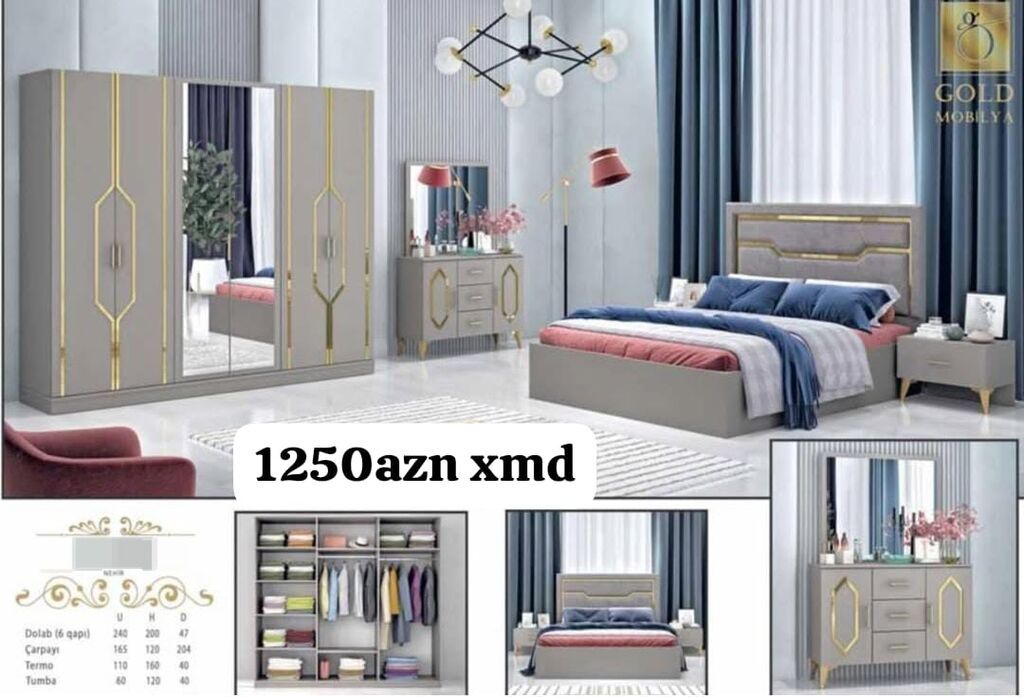 Yataq otağı dəsti – Gold Mobilya dizaynı Tərkibi: - 6 qapılı şkaf — Yataq otağı mobilya dəstləri, Mehdiabad