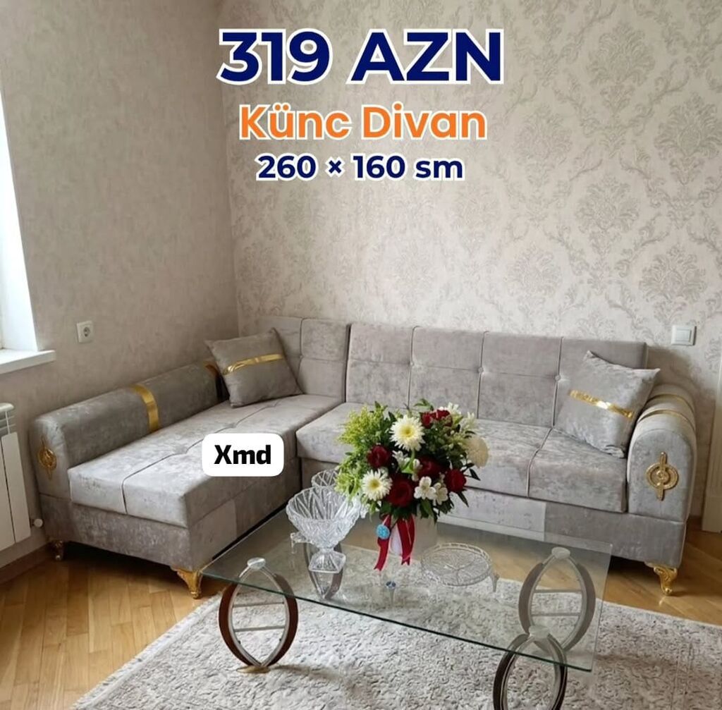 Künc divanlar – müxtəlif ölçü və dizaynlarda - Model 1: 260 × 160 sm